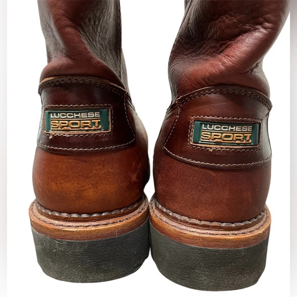 Lucchese Sport Vintage Roper Boots Brown Men’s 9.5 EE Leather Cowboy Western - Picture 9 of 13